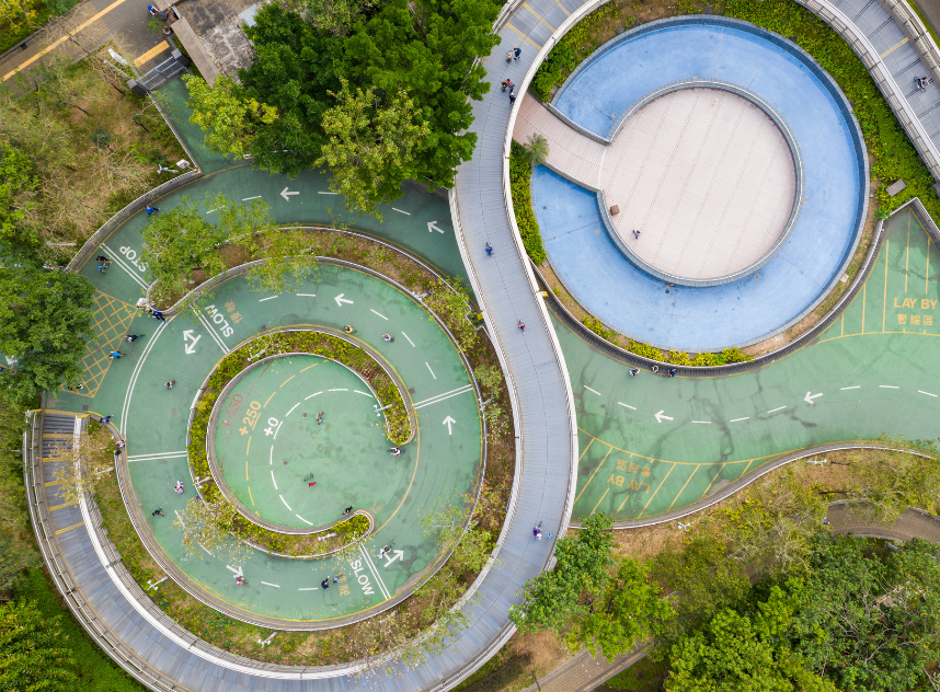 top-down-view-of-bicycle-lane-park